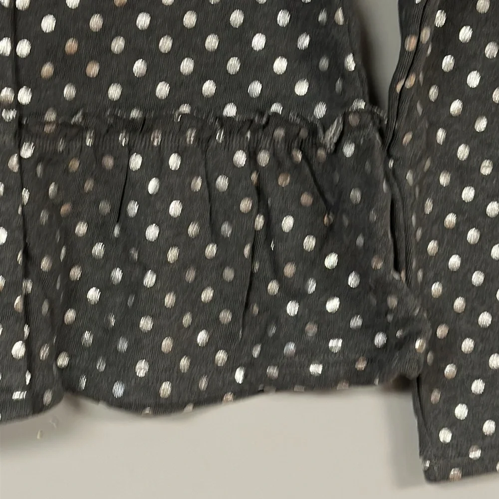 Annie Target Dark Gray with Silver Dots Knit Snap Front Top, NWOT, L (10 / 12)